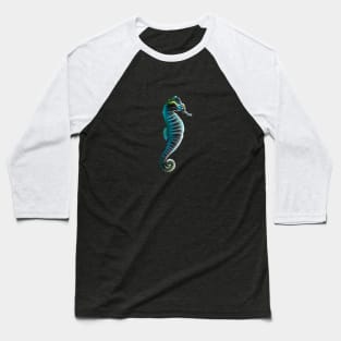 Blue and Black Sea Horse Baseball T-Shirt